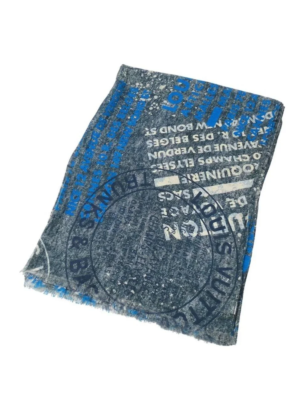 Louis Vuitton Scarf Cotton Hemp Etor Deni Blue Logo